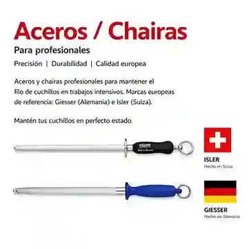 Aceros y Chairas para afilar cuchillos